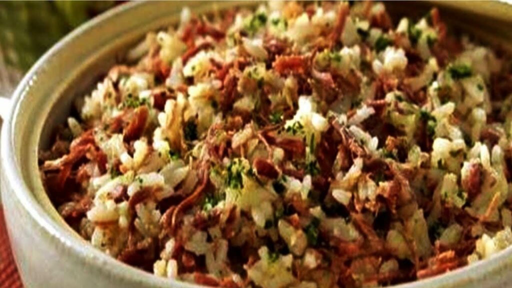 prato de arroz de carreteiro com temperos