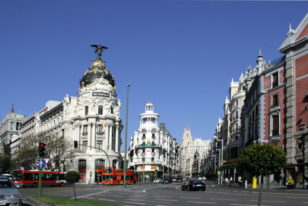 Centro de Madrid, na Espanha, com prédios